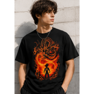 camiseta anime dragão flamejante