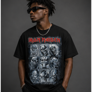 camiseta iron maiden – faces of eddie vintage